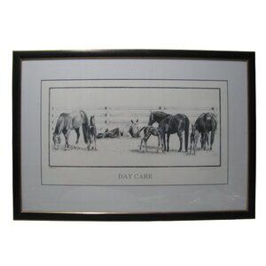 Day Care Horse Print by Robert Blehert Signed 207/305 Framed Art 26x20